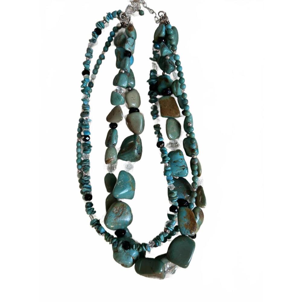 Silpada Sterling Silver Turquoise Obsidian 4-Strand Necklace - Picture 2 of 9